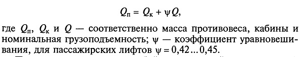 Уравновешивающие элементы кабины лифта