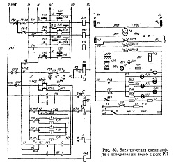 Электросхема лифта с неподвижным полом и реле РП (грузоподъемность 320кг, скорость 0,71 м/с)