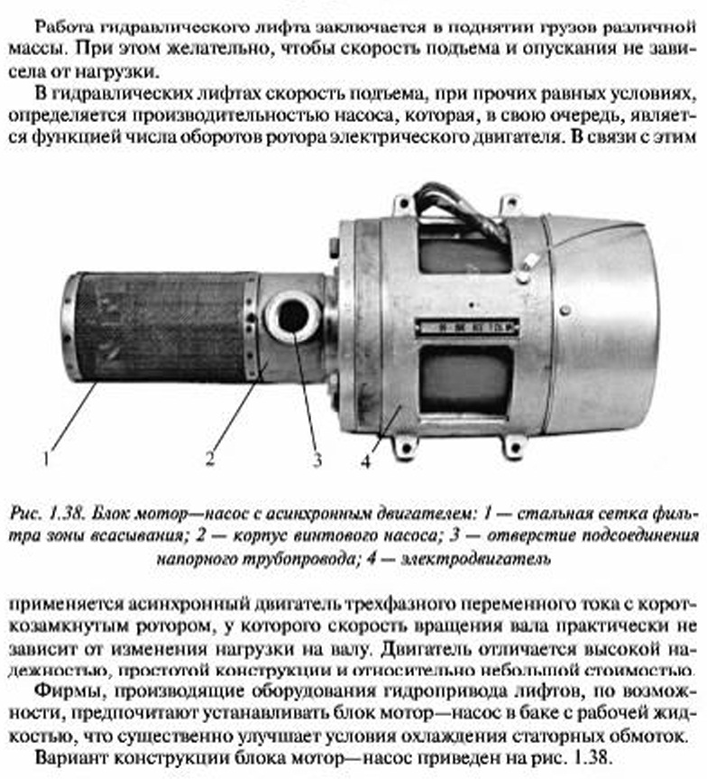 Электропривод насоса гидравлических лифтов