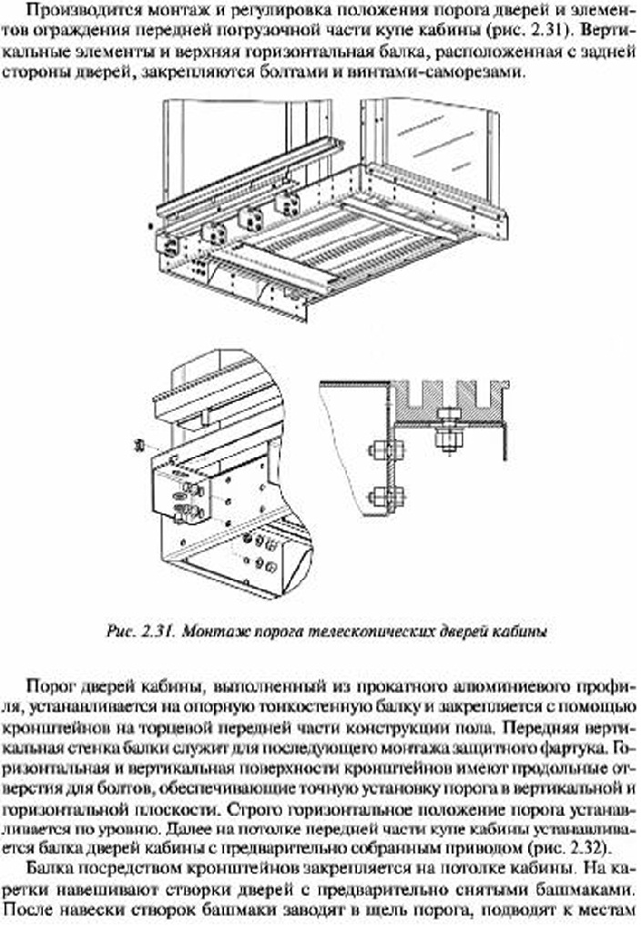 Монтаж купе и дверей кабины гидравлического лифта