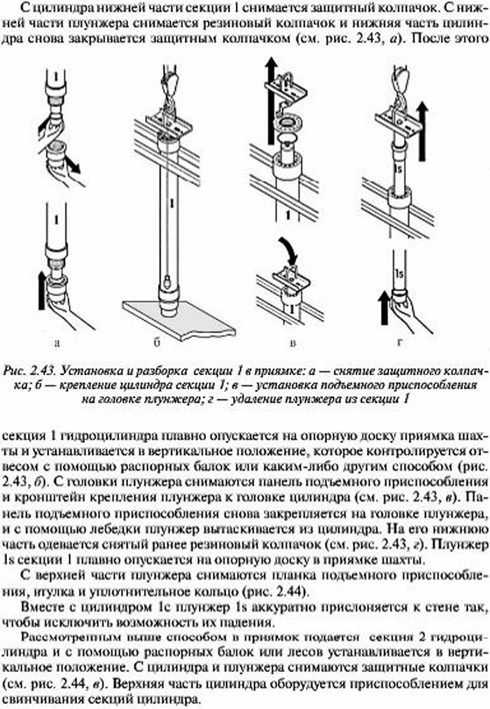 Монтаж двухсекционного гидроцилиндра гидравлического лифта