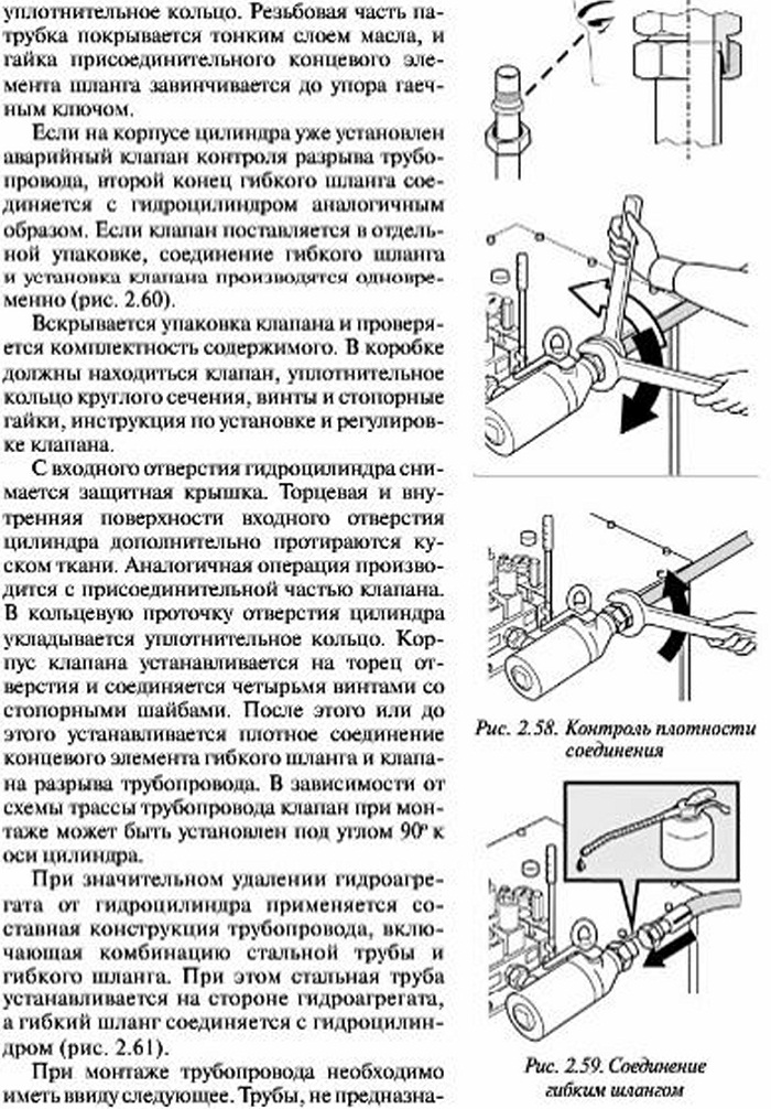 Гидравлические соединения лифта